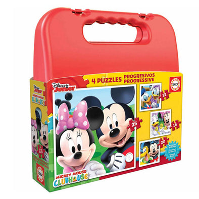 Sæt med 4 Puslespil Disney Mickey Mouse Progressive Educa (12-16-20-25 pcs)