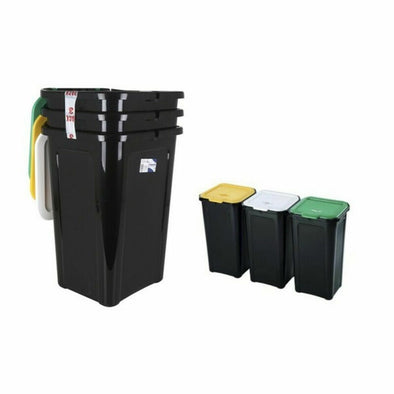 Affaldsspand til genbrug Tontarelli 44 L Sort (38,5 x 34,5 x 54,5 cm) (3 Uds)